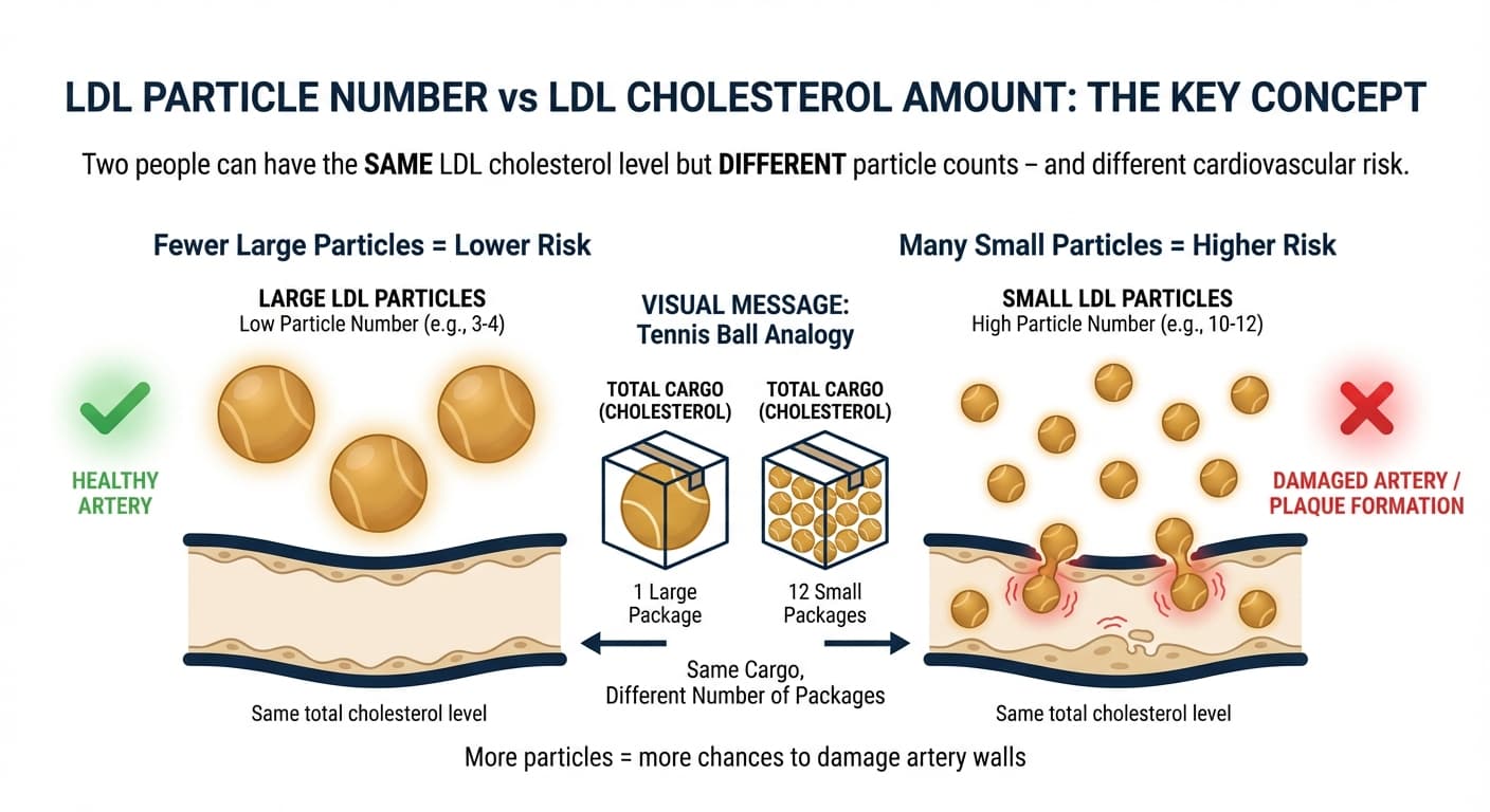 LDL particle number vs LDL cholesterol comparison diagram